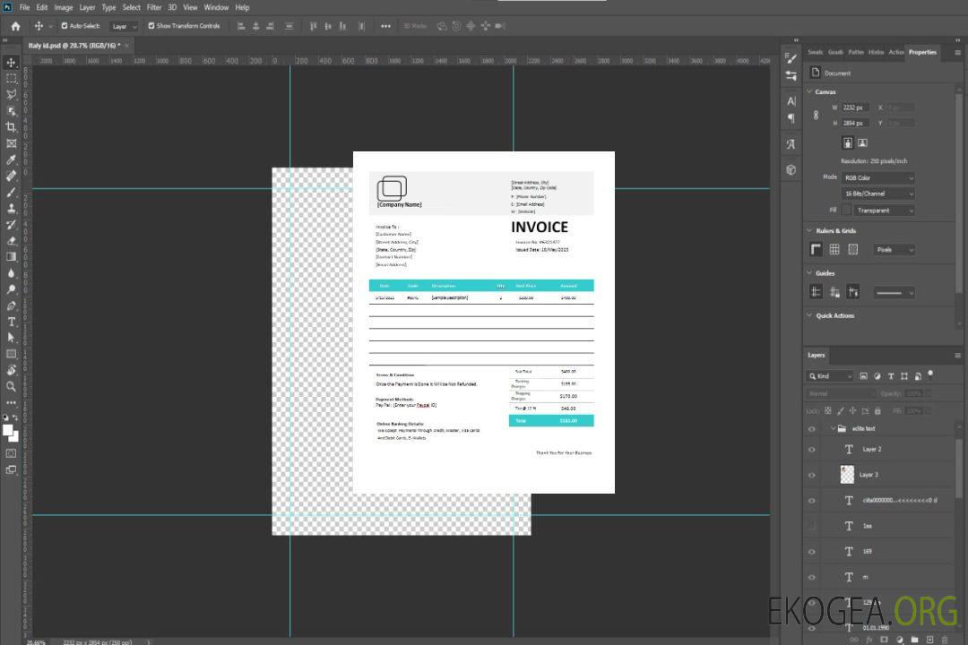 Modèle de facture d'équipement template